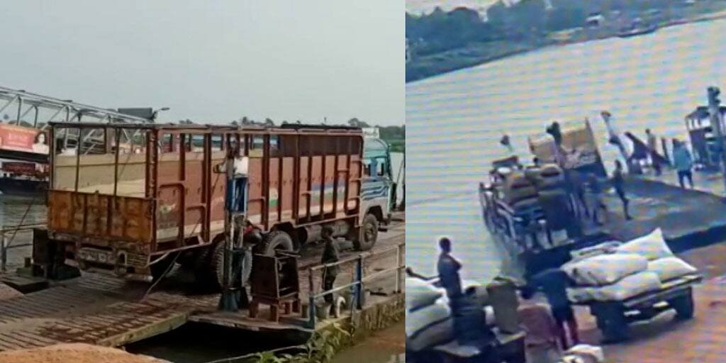 brakes failed and the sand loaded lorry sank in Bhagirathi driver and crew rescued Purba Bardhaman: ব্রেক ফেল করে ভাগীরথীতে তলিয়ে গেল বালি বোঝাই লরি, উদ্ধার চালক ও খালাসি