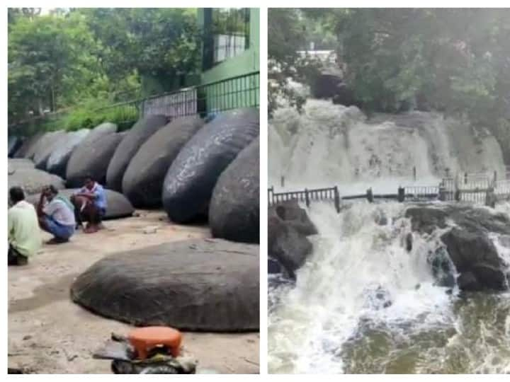 Cauvery river inflow rises to 16,000 cubic sec bans bathing in waterfalls காவிரி ஆற்றில் நீர்வரத்து 16,000 கன அடியாக அதிகரிப்பு: அருவியில் குளிக்க, பரிசல் பயணம் மேற்கொள்ள தடை..