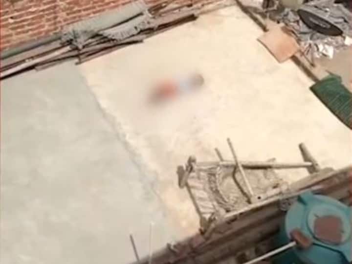 Delhi khajuri khas a 6 years old girl child scary video is viral in which her parents left her in scorching heat at terrace with tied hands and legs ann