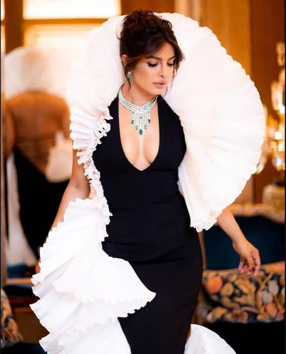 Priyanka Chopra Dazzles In Contrast Dove Gown. SEE PICS