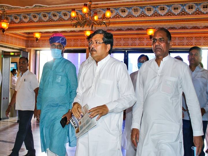 Congress candidate Mukul Wasnik arrives to cast his vote during the Rajya Sabha Election at Rajasthan Assembly, in Jaipur, Friday, June 10, 2022. (PTI Photo)