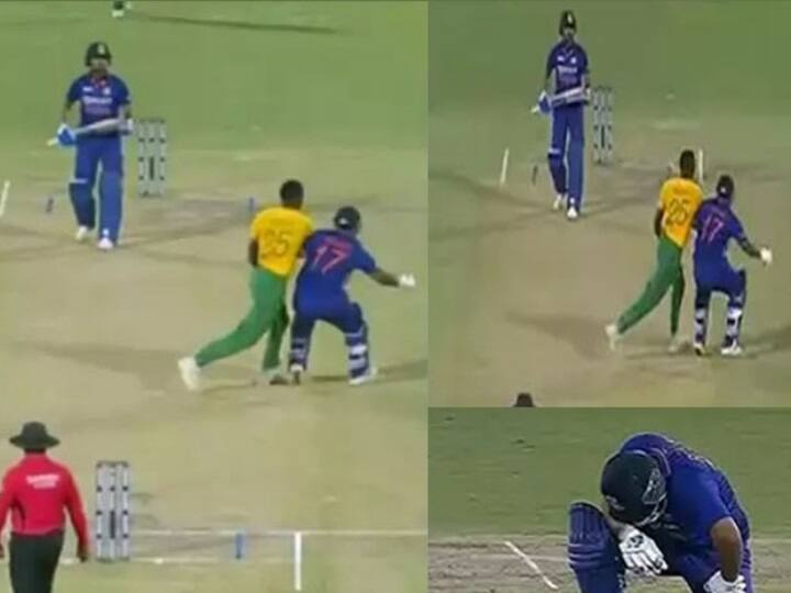 Rishabh Pant Viral Video: कप्तानी डेब्यू में डायमंड डक का शिकार होने से बचे ऋषभ पंत, वायरल हो रहा वीडियो Ind vs SA 1st T20 Comedy of errors as Rishabh Pant collides with two players survives close run out Rishabh Pant Viral Video: कप्तानी डेब्यू में डायमंड डक का शिकार होने से बचे ऋषभ पंत, वायरल हो रहा वीडियो