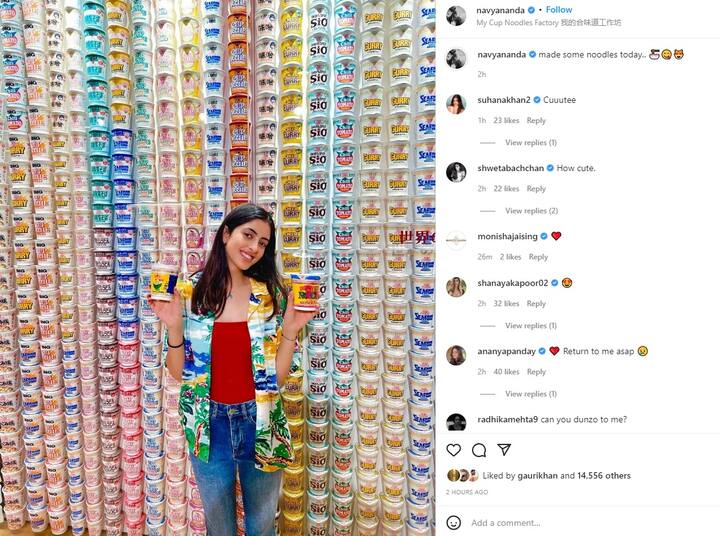 दरअसल, नव्या ने अपने इंस्टाग्राम पर एक तस्वीर शेयर की हैं जिसमें वो नूडल्स के एक ब्रांड को प्रमोट कर रही हैं. फोटो शेयर करते बहुए नव्या ने लिखा 'आज कुछ नूडल्स बनाए.'
