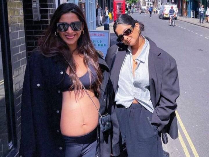 Sonam Kapoor Flaunts Her Baby Bump With Sister Rhea Kapoor In London Sonam Kapoor Flaunts Her Baby Bump With Sister Rhea Kapoor In London