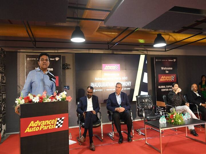 Minister KTR inaugurats the Advance Auto Parts Global Capability Center in Hyderabad KTR: తెలంగాణను చూడండి - పనికిమాలిన డబుల్ ఇంజిన్లు దేశానికి అక్కర్లేదు, కేటీఆర్ ఎద్దేవా