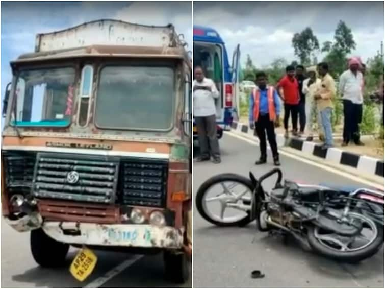 Kamareddy district lorry bike met with an accident three died on spot Kamareddy Road Accident : రాంగ్ రూట్ ప్రాణం తీసింది, బైక్ ను ఢీకొట్టిన లారీ, ముగ్గురు మృతి!