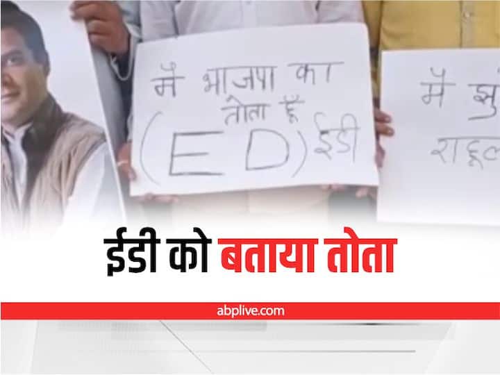 MP News Congress Workers Protest against Notice of ED to Rahul Gandhi in Indore ANN Indore News: राहुल गांधी को ईडी के नोटिस के विरोध में कांग्रेस ने किया प्रदर्शन, ईडी को बताया सरकार का तोता