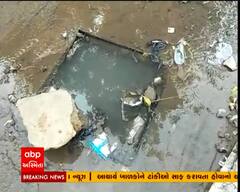 પાલનપુરમાં સામાન્ય વરસાદે પડયા ભુવા,ગટરના પાણી વહ્યા રોડ પર