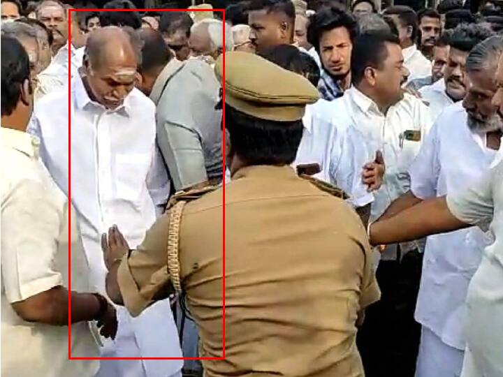 முதலமைச்சரை தள்ளிவிட்ட விவகாரம் - ஆளுநரின் உத்தரவால் ஆயுதப்படைக்கு மாற்றப்பட்ட காவலர்..! Puducherry CM Rangasamy pushed by Home Ministers security officer sub inspector transferred முதலமைச்சரை தள்ளிவிட்ட விவகாரம் - ஆளுநரின் உத்தரவால் ஆயுதப்படைக்கு மாற்றப்பட்ட காவலர்..!