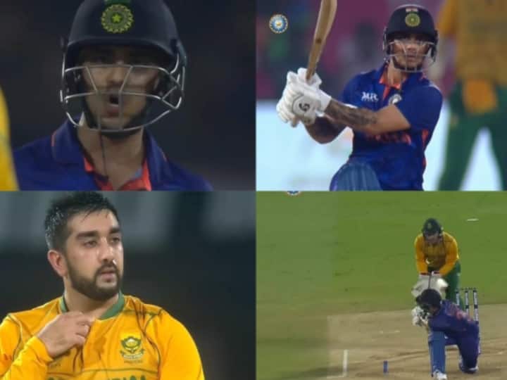 Video of debate between Ishan Kishan and Tabrez Shamsi during the third T20 match between India and South Africa is going viral on social media Video: तीसरे T20 मैच के दौरान ईशान किशन से भिड़े तबरेज शम्सी, वीडियो हुआ वायरल