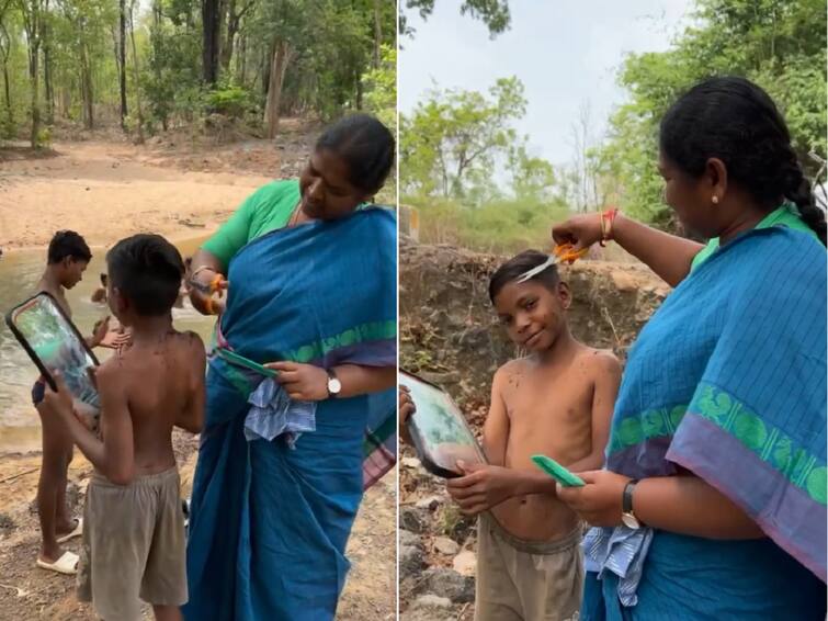 Mulugu MLA Seethakka cuts hair of boy while her way to rachabanda, Viral Video MLA Seethakka: కుర్రాడికి హెయిర్ డ్రెస్సర్‌గా ఎమ్మెల్యే సీతక్క, రోడ్డుపక్కన ఆగి మరీ - వీడియో వైరల్