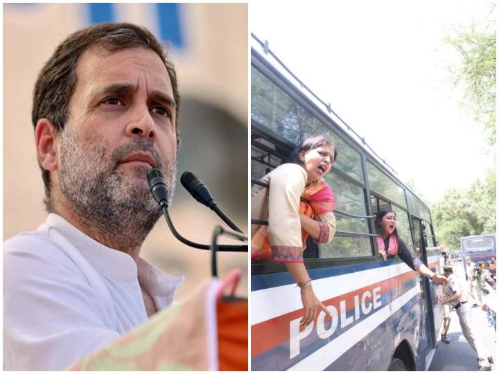 प्रदर्शन, आगजनी और हिरासत में कार्यकर्ता...राहुल से पूछताछ के बीच कांग्रेस ऑफिस में घुसी पुलिस, जमकर बवाल