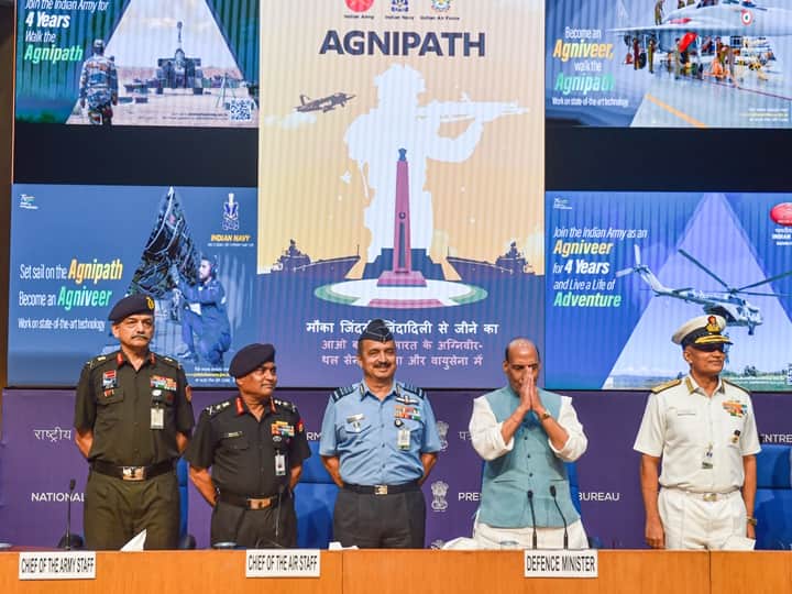 Agnipath Scheme Agniveers Recruitment Numbers Schedule Navy Army Air Force Salary Benefits Agnipath Scheme: Navy, IAF, Army To Recruit 46,000 'Agniveers' This Year. Check Break-Up