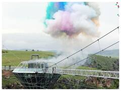 IN PICS | 240m-Long Glass Bridge With Diamond-Shaped Cafe Opens Over Georgia's Tsalka Canyon