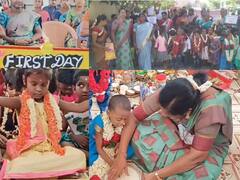 watch video: மாலை, மரியாதையுடன் பள்ளிக்கு ஊர்வலமாக வந்த மாணவர்கள் - நெகிழ வைத்த ஆசிரியர்கள்..!