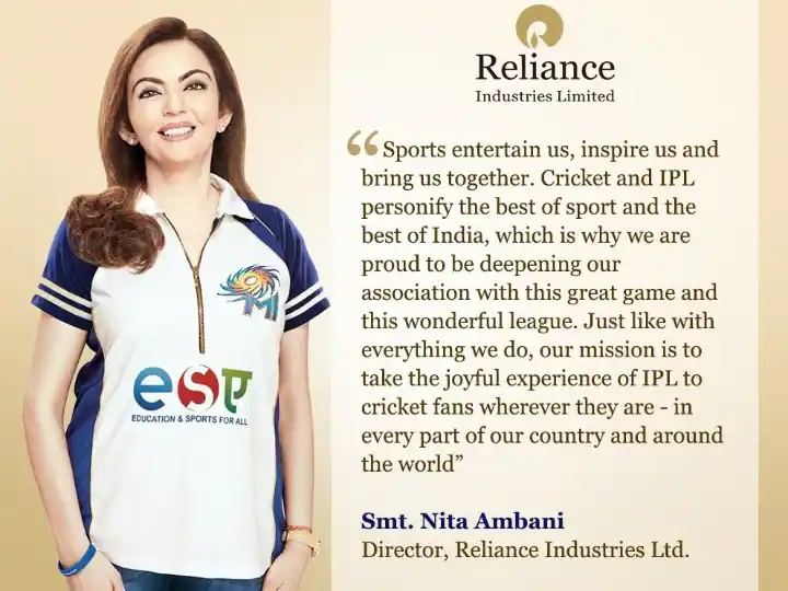 Viacom18 ਨੂੰ IPL ਡਿਜੀਟਲ ਰਾਈਟਸ ਮਿਲਣ 'ਤੇ ਨੀਤਾ ਅੰਬਾਨੀ ਬੋਲੀ - ਲੀਗ ਨੂੰ ਦੁਨੀਆ ਦੇ ਹਰ ਕ੍ਰਿਕਟ ਪ੍ਰੇਮੀ ਤੱਕ ਪਹੁੰਚਾਉਣਾ ਸਾਡਾ ਮਿਸ਼ਨ