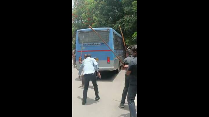 TPCC spokesperson Kiran Kumar Chamala at the protests.(Image:Twitter/Revanth Reddy)