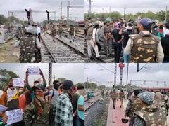 Agnipath Protest in Indore: 'अग्निपथ' के खिलाफ भड़का युवाओं का गुस्सा, इंदौर में रोकी ट्रेन, पुलिस पर पत्थराव, देखें तस्वीरें