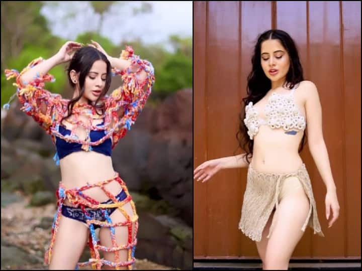 Urfi javed wore flowered bikini shared video Urfi Javed Video: फूलों से बने बिकिनी में नजर आईं उर्फी जावेद, कातिलाना पोज से इंटरनेट पर मचाई तबाही