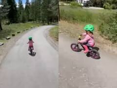Watch: 3 साल की बच्ची ने तेज रफ्तार से साइकिल चलाकर हर किसी को किया हैरान, वीडियो वायरल