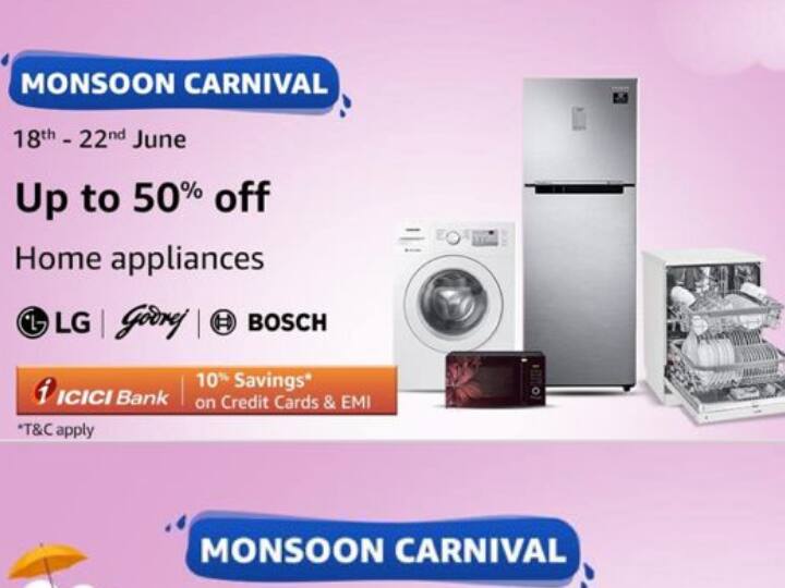 Samsung Fridge Deal On Amazon LG Washing Machine Review Best Microwave Amazon मानसून कार्निवल में ये फ्रिज, वॉशिंग मशीन मिल रहे हैं सबसे कम कीमत पर