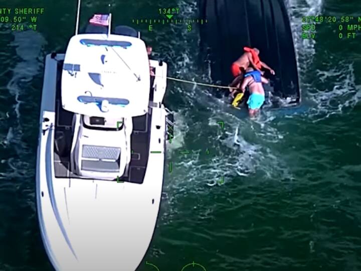 florida Family of eleven people Rescued After Boat Capsizes in Tampa Bay Watch: समंदर में पलटी नाव, डूब रहे 11 लोगों के परिवार को ऐसे किया गया रेस्क्यू