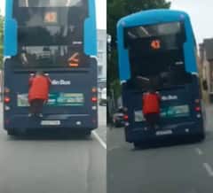  बाप रे...! भाडे वाचवण्यासाठी बसच्या मागे लटकून केला प्रवास, व्हिडीओ व्हायरल 