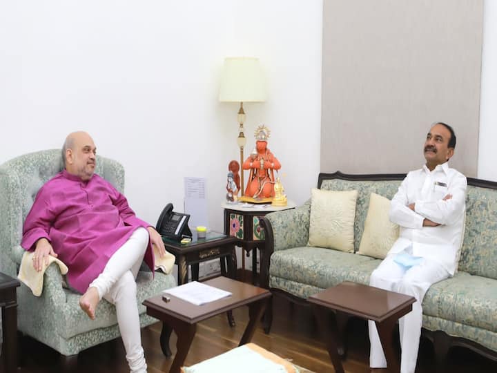 Delhi central home minister Amit Sha meets Etela rajender discussed on Telangana politics Amit Shah Etela Rajender Meet : తెలంగాణలో అధికారం దిశగా బీజేపీ అడుగులు, అమిత్ షాతో ఈటల భేటీ!