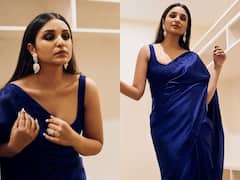 Parineeti Chopra Gracefully Dons A Royal Blue Saree - SEE PICS