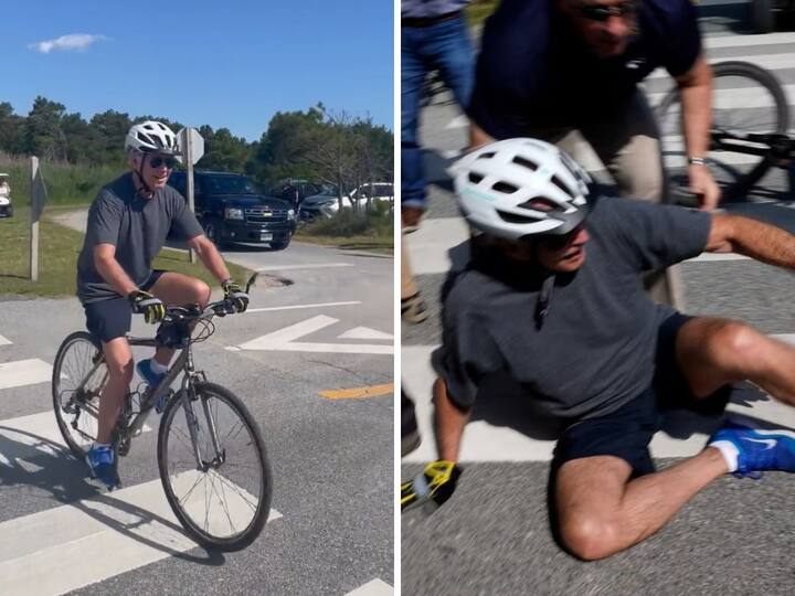 Joe Biden falls down while bike ride in his Delaware beach house, Video viral Joe Biden Viral Video: సైకిల్ నడుపుతూ కింద పడ్డ జో బైడెన్, ఇరుక్కున్న కాలు - వీడియో వైరల్