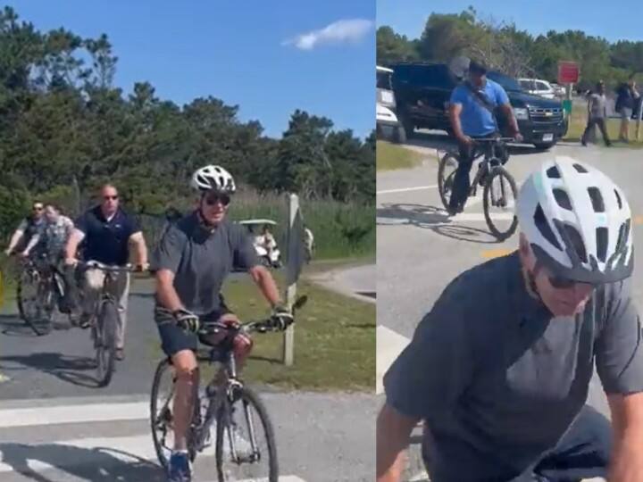 Former US President Donald Trump Take a jibe on President Joe Biden on falls of cycle Joe Biden Bicycle Ride: अमेरिकी राष्ट्रपति जो बाइडेन के साइकिल से गिरने पर डोनाल्ड ट्रंप की चुटकी, कहा- कभी नहीं करूंगा साइकिल की सवारी