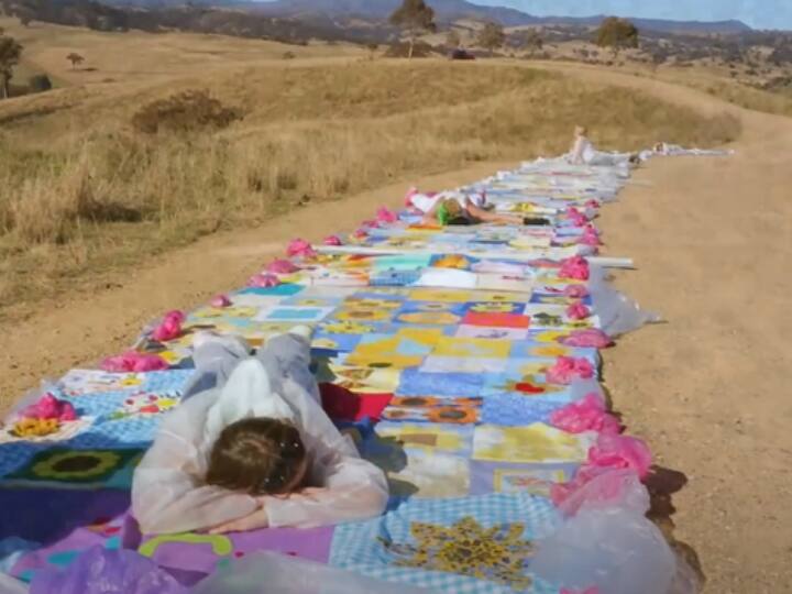 Australia artist made sunflower quilt to encourage the people of ukraine Watch: ऑस्ट्रेलियाई कलाकार ने कुछ यूं बढ़ाया यूक्रेन के लोगों का हौसला, देखिए वीडियो