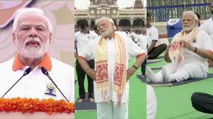 ਅੰਤਰਾਸ਼ਟਰੀ ਯੋਗਾ ਦਿਵਸ ਮੌਕੇ ਮੋਦੀ ਨੇ ਮੈਸੂਰ ਪੈਲੇਸ ਗਰਾਊਂਡ 'ਚ ਕੀਤਾ ਯੋਗਾ