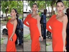 Nora Fatehi को ऑरेंज ड्रेस में देख बढ़ जाएंगी फैंस की धड़कने, सामने आईं खूबसूरत तस्वीरें
