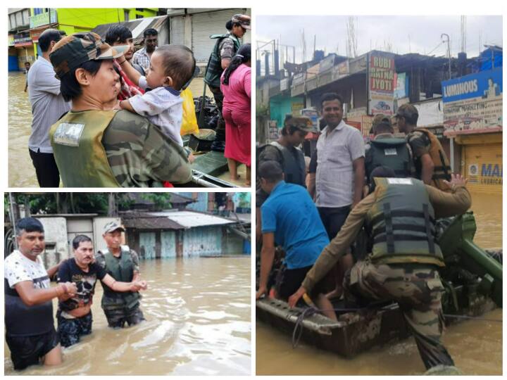 Assam Flood: असम में बाढ़ से प्रभावित हजारों लोगों का किया जा रहा रेस्क्यू, देखें तस्वीरें