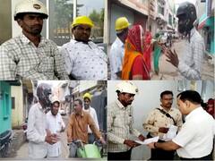 MP Nikay Chunav 2022: जूते पड़ने के डर से विदिशा में हेलमेट पहनकर वोट मांग रहा है कांग्रेस प्रत्याशी, देखें तस्वीरें