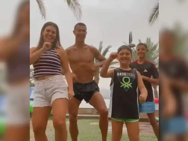 Cristiano Ronaldo Dancing while spending Holidays in spain with family see video Cristiano Ronaldo : स्टार फुटबॉलपटू रोनाल्डो करतोय डान्स, पाहिला नसेल ख्रिस्तियानोचा हा अवतार, VIDEO पाहून चाहतेही चकीत