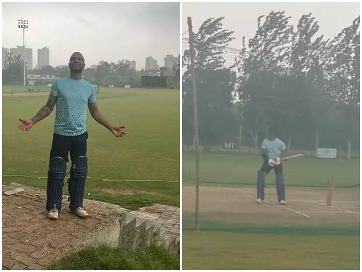 Shikhar Dhawan back on nets shares video of practicing on net Shikhar Dhawan ਦੀ ਨੈੱਟ 'ਤੇ ਵਾਪਸੀ , ਸੋਸ਼ਲ ਮੀਡੀਆ 'ਤੇ ਸ਼ੇਅਰ ਕੀਤੀ ਬੱਲੇਬਾਜ਼ੀ ਦੀ ਵੀਡੀਓ