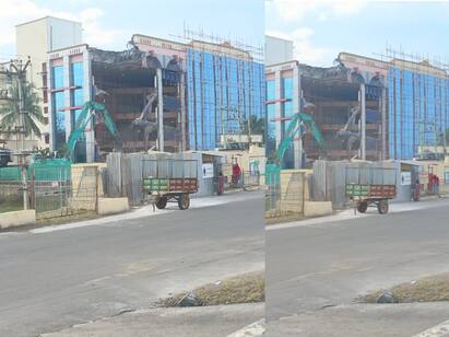 Melmaruvathur Marriage Hall demolition photos viral on internet Melmaruvathur Marriage Hall: மேல்மருவத்தூரில் ஆக்கிரமிப்பு அகற்றும் பணிகள் துரிதம் ..! திருமண மண்டபம் இடிக்கப்பட்டு வருகிறது..!