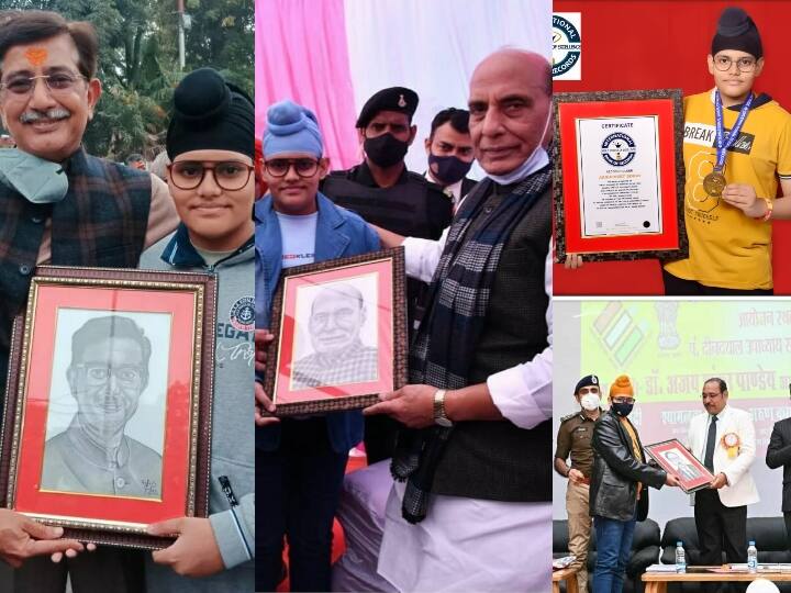 झांसी के सीपरी बाजार गुरुद्वारा के पास रहने वाले नौ के छात्र महज 14 साल के अर्शप्रीत सिंह ने अपने हुनर से विश्व में डंका बजा दिया है. इस पोर्ट्रेट में वर्ल्ड कप जीतने वाली दोनों भारतीय टीम के क्रिकेटर है. A3 सीट पर 70 क्रिकेटरों में मशहूर क्रिकेटर सचिन तेंदुलकर, विराट कोहली, वीरेंद्र सहवाग भी शामिल हैं. नीचे की स्लाइड में देखें तस्वीरें.