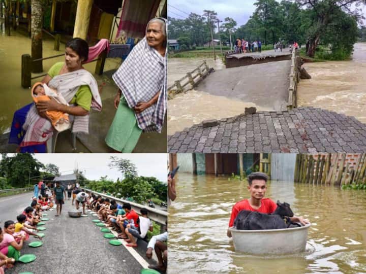 Assam Floods Updates: Citizens take shelter on highways as houses remain inundated Assam Floods Updates: హైవేలపైనే గుడారాలు వేసుకుంటున్న ప్రజలు, ఇంకా వీడని వరద కష్టాలు
