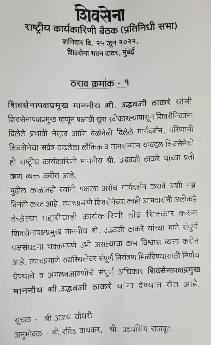 Shivsena Meeting : कोणावर कारवाई, कोणाला अधिकार? शिवसेना कार्यकारणी बैठकीत 'हे' ठराव मंजूर