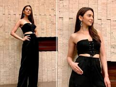 Rakul Preet Singh Pics: ब्लैक आउटफिट में रकुल प्रीत सिंह ने दिखाया स्टनिंग लुक, ऑफ शोल्डर टॉप में एक्ट्रेस को देख दिल हार बैठे फैंस