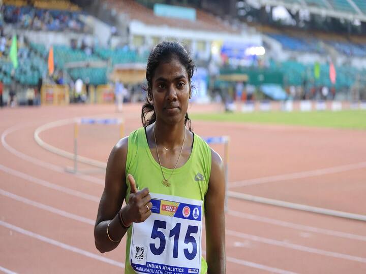 Qosanov Memorial 2022 athletics meet: Indian sprinter Dhanalaskhmi Sekar wins 200m by clocking her personal best timing of 22.89seconds Qosanov Memorial 2022 athletics meet: சர்வதேச தடகள தொடர்.. தங்கம் வென்று அசத்திய தங்கமகள் தனலட்சுமி! நூலிழையில் மிஸ்ஸான சாதனை!