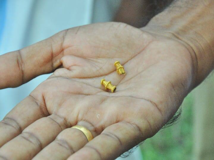 Sivagangai: Gold objects found handed over to the Archaeological Department சிவகங்கையில் கிடைத்த தங்க பொருட்கள் - தொல்லியல் துறையினரிடம் ஒப்படைப்பு