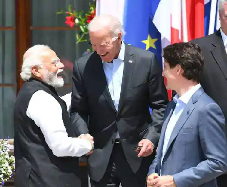 US president joe biden walked up to pm modi to greet him ahead of the g7 summit in germany G7 Summit: PM મોદી પાસે આવીને કંઈક આ રીતે મળ્યા અમેરિકી રાષ્ટ્રપતિ જો બાઈડેન, જુઓ વાયરલ વીડિયો