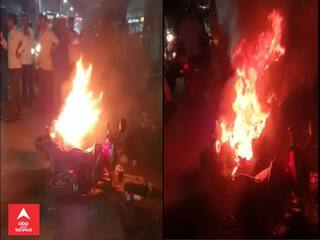 An electric scooter caught fire on ST Station Road in Veraval Gir Somnath VERAVAL : એસટી સ્ટેશન રોડ ઉપર ઈલેક્ટ્રીક સ્કૂટર ભડકે બળ્યું