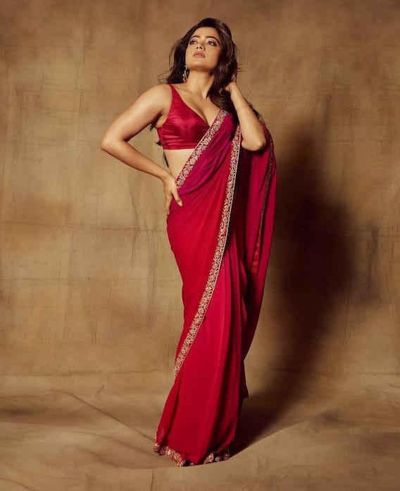 Rashmika Mandanna In A Pink Saree Exudes Elegance Like No Other - SEE PICS