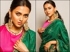 Tejasswi Prakash Photos: तेजस्वी प्रकाश ने साड़ी पहन दिखाया अपना रॉयल अवतार, एक्ट्रेस का वेस्टर्न लुक भी पड़ गया फीका
