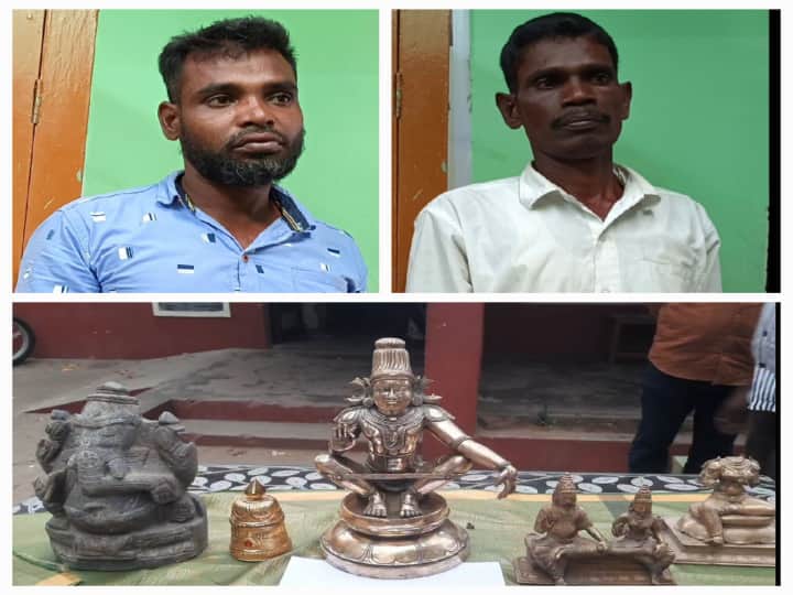 Recovery of god idols in a temple near Mayiladuthurai மயிலாடுதுறை அருகே மீட்கப்பட்ட கோயில் சாமி சிலைகள் மீட்பு..!